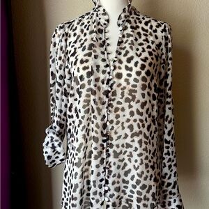 Express Slim Fit Portofino Animal Print Blouse